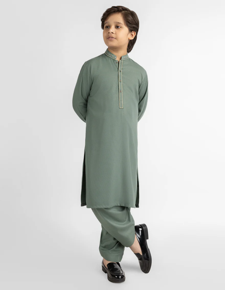 GREEN KAMEEZ SHALWAR | JCKS-A-39722/S26-JJ10613-SF
