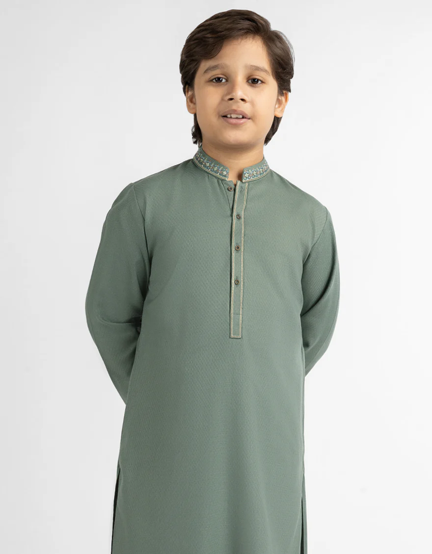 GREEN KAMEEZ SHALWAR | JCKS-A-39722/S26-JJ10613-SF - Image 2