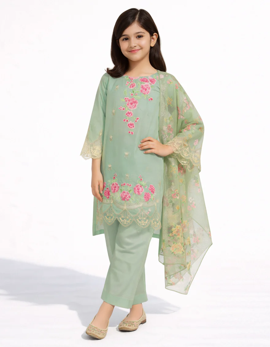 GREEN LAWN 3PC STITCHED | JGK-S-JGP-26-1721 FB/SCHIFFLI FLORAL-A-02