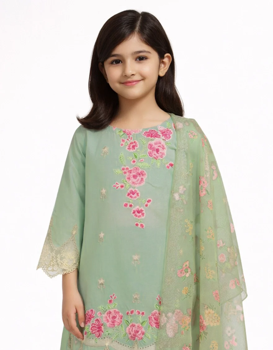 GREEN LAWN 3PC STITCHED | JGK-S-JGP-26-1721 FB/SCHIFFLI FLORAL-A-02 - Image 2