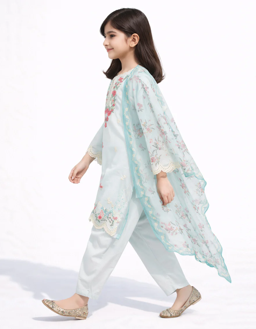 SKY BLUE LAWN 3PC STITCHED | JGK-S-JGP-26-1722 FB/SCHIFFIL FLORAL-A-3 - Image 3