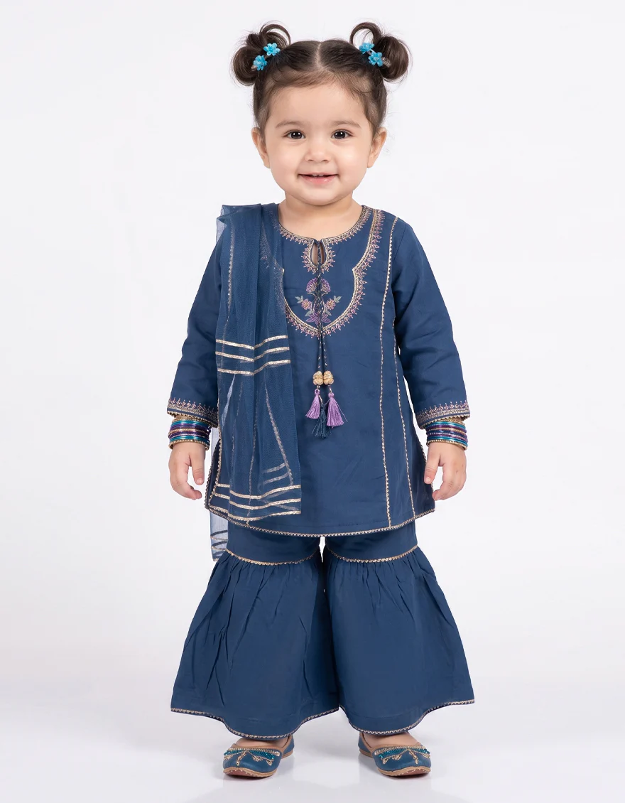 BLUE RAW SILK 3PC STITCHED | JGK-S-JIF-26-1738 FB/IRIS-4 - Image 3