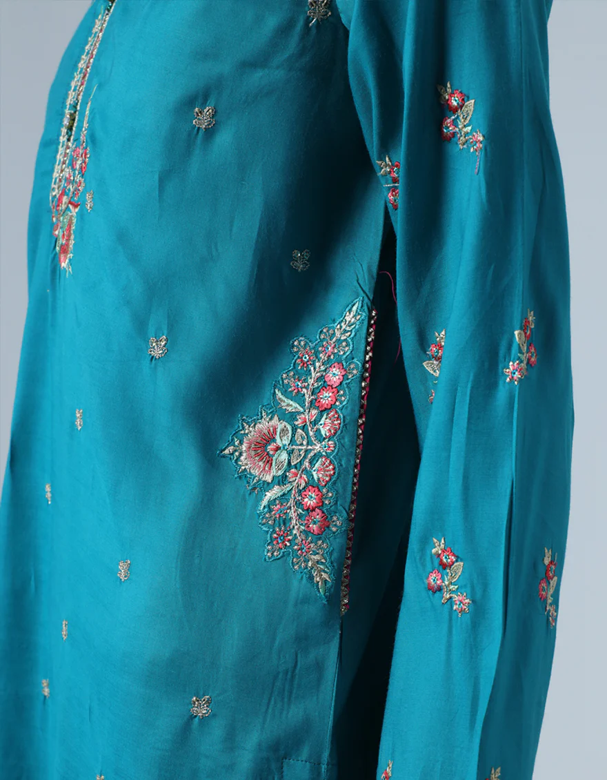 BLUE MAPLE SILK 3PC STITCHED | JGK-S-JTF-26-774 FB/RANG-E-ZARI-02 - Image 4