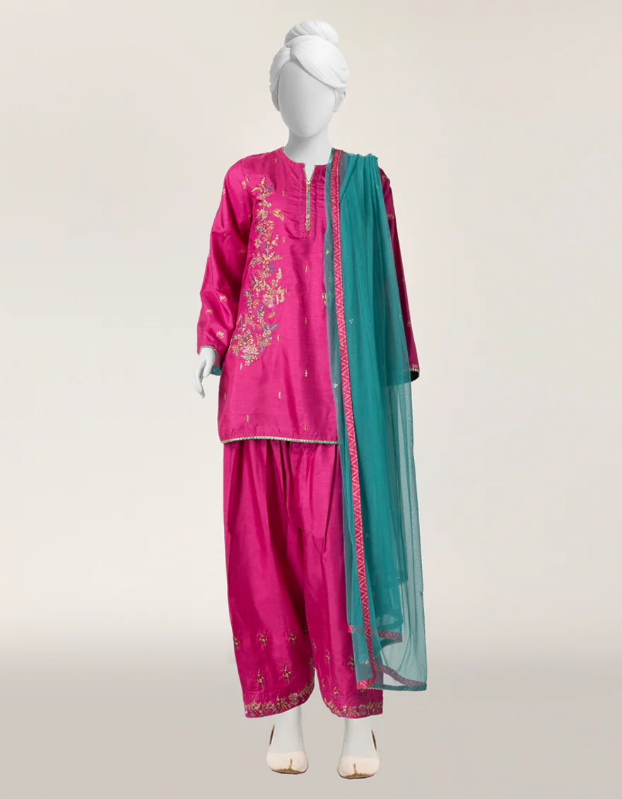 PINK RAW SILK 3PC STITCHED | JGK-S-JTF-26-779 FB/RANG-E-ZARI-07
