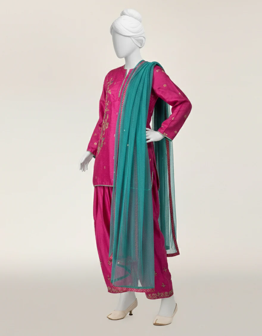 PINK RAW SILK 3PC STITCHED | JGK-S-JTF-26-779 FB/RANG-E-ZARI-07 - Image 4