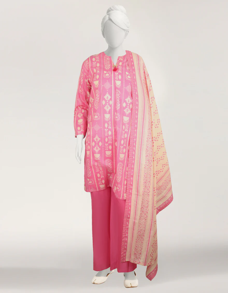 PINK LAWN 3PC STITCHED | JGK-S-JTP-26-680 FB/POP TRIBE-04 - Image 2
