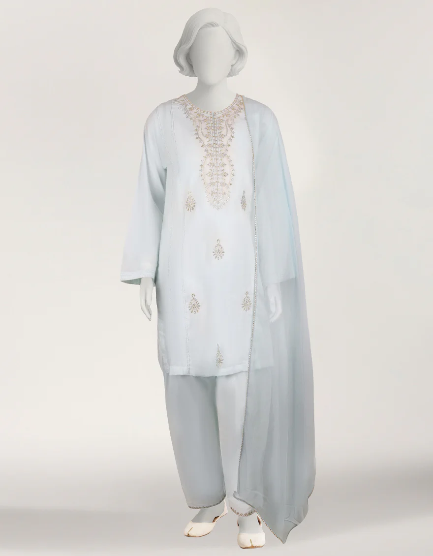 SKY BLUE LAWN 3PC STITCHED | JGK-S-JTP-26-684 FB/FOIL GOTA-04 - Image 3