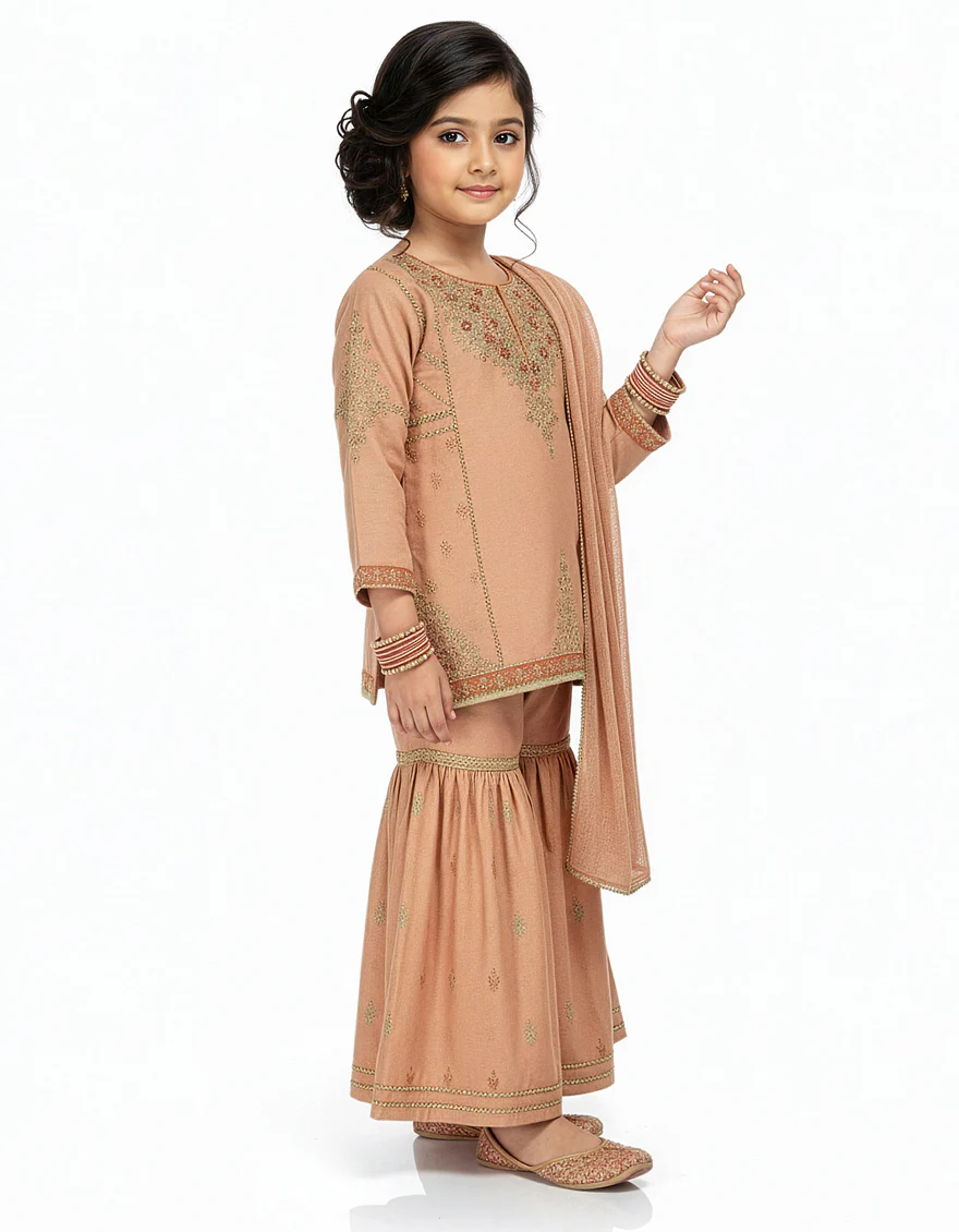 PEACH RAW SILK 3PC STITCHED | JGKL-S-JGF-26-1929 FB/SHIREEN-1 - Image 4