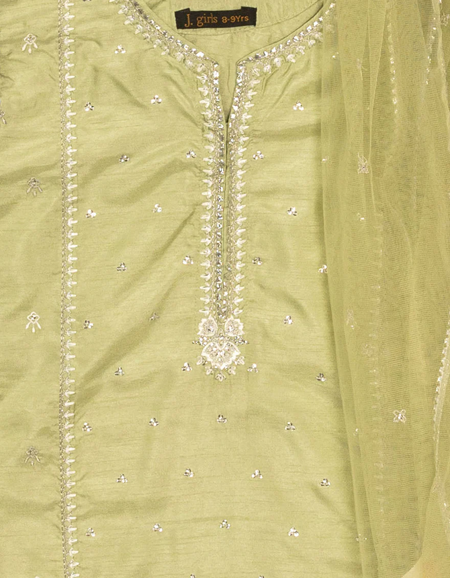 GREEN RAW SILK 3PC STITCHED | JGKL-S-JGF-26-1933 FB/SHIREEN-5 - Image 3