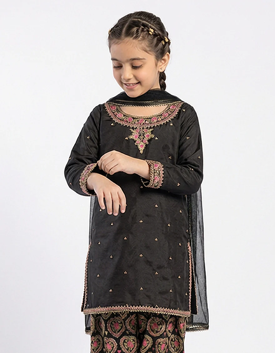 BLACK MAPLE SILK 3PC STITCHED | JGKL-S-JGF-26-1940 FB/SHIREEN-12 - Image 2