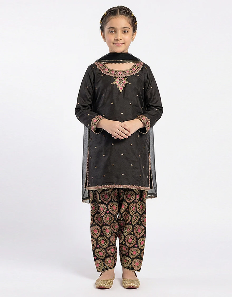 BLACK MAPLE SILK 3PC STITCHED | JGKL-S-JGF-26-1940 FB/SHIREEN-12 - Image 3