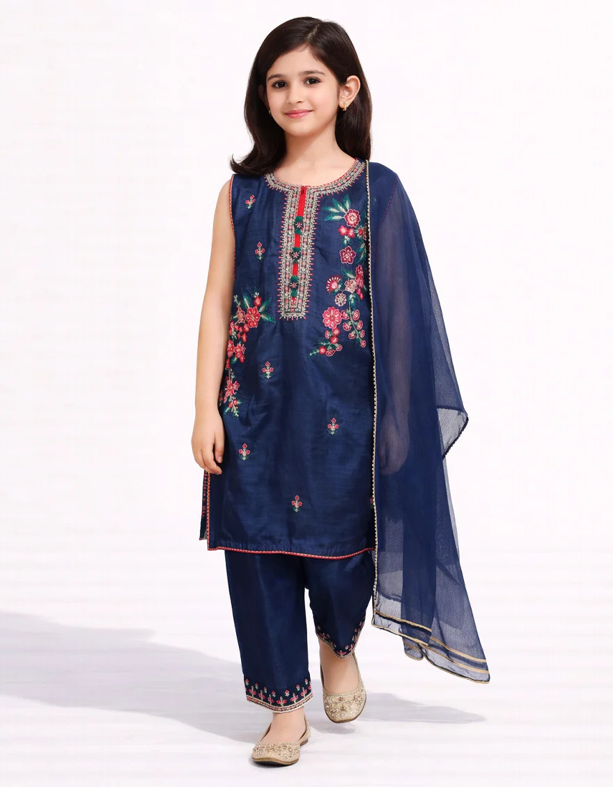 BLUE RAW SILK 3PC STITCHED | JGKL-S-JGF-26-1954 FB/SHIREEN-9 - Image 3