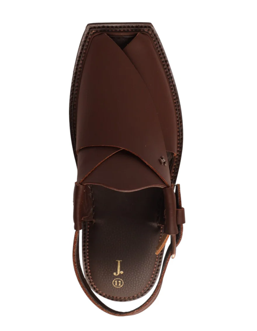 DARK BROWN PESHAWARI SANDALS | JJFW-JPC-049-PU/S26-ZA-PLN
