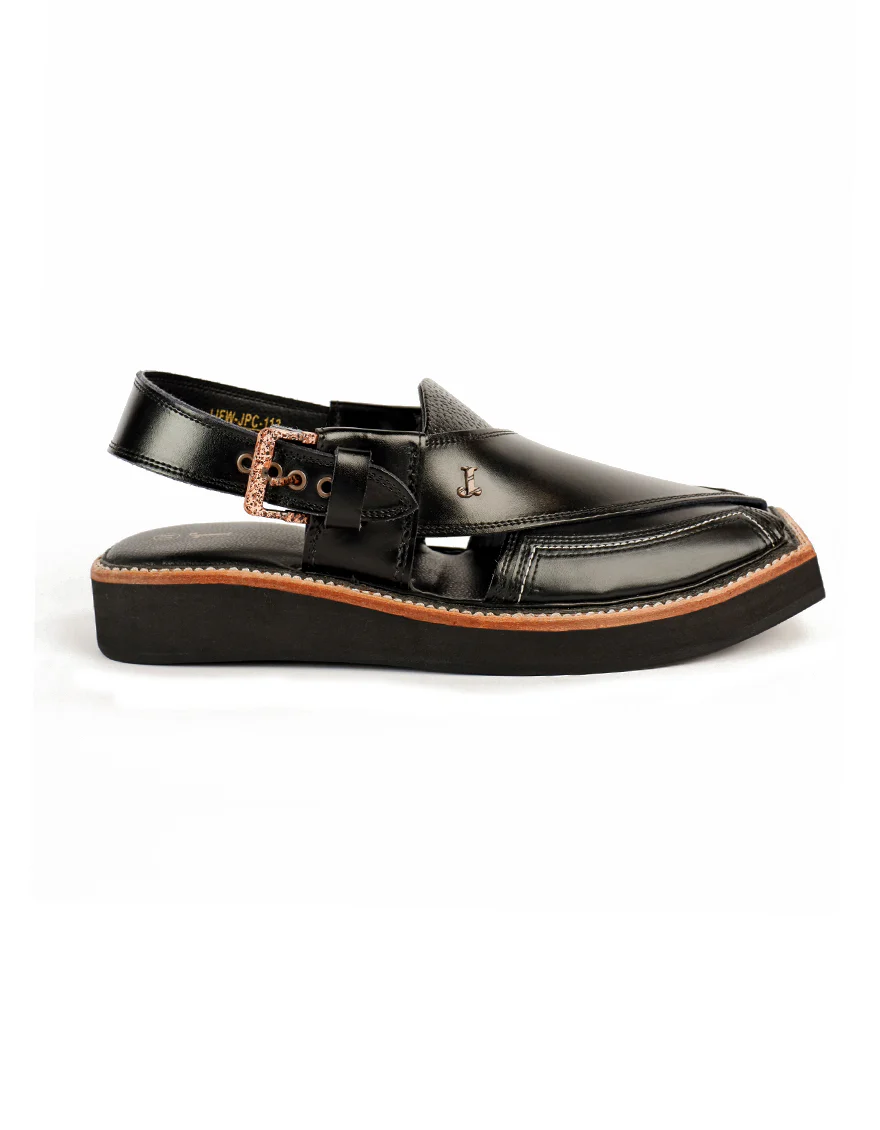 SHINY BLACK PESHAWARI SANDALS | JJFW-JPC-113-KC/S25-ZA - Image 3