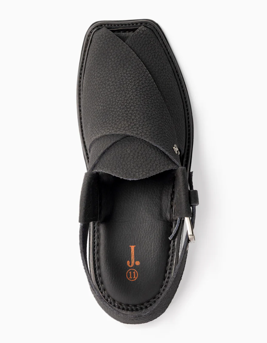 BLACK PESHAWARI SANDALS | JJFW-JPC-11426/S26-FR-TXT