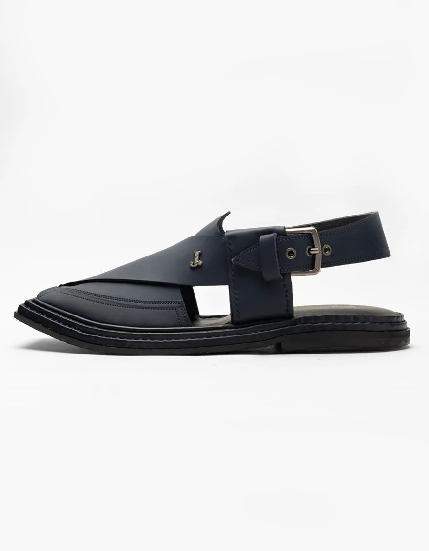 BLUE PLAIN PESHAWARI SANDALS | JJFW-JPC-21361/S26-GK-PLN - Image 3