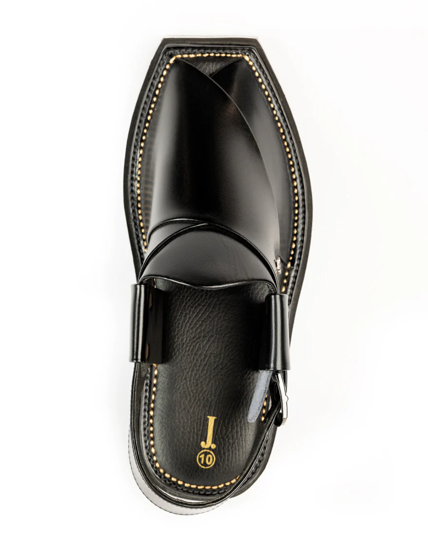 SHINY BLACK PESHAWARI SANDALS | JJFW-JPC-9016/S25-SC