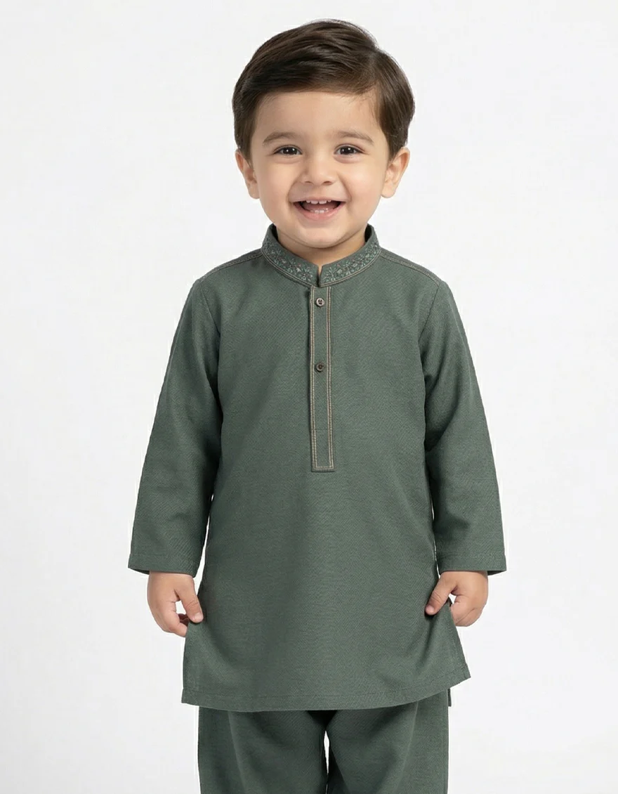 GREEN KAMEEZ SHALWAR | JJIKS-A-39721/S26/JJ10613-CL - Image 2