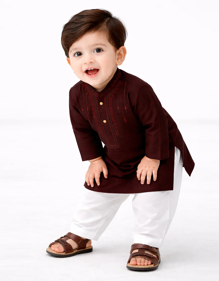 MAROON KAMEEZ SHALWAR | JJIKS-SP-A-42077/S26/JJ10404-FL - Image 2