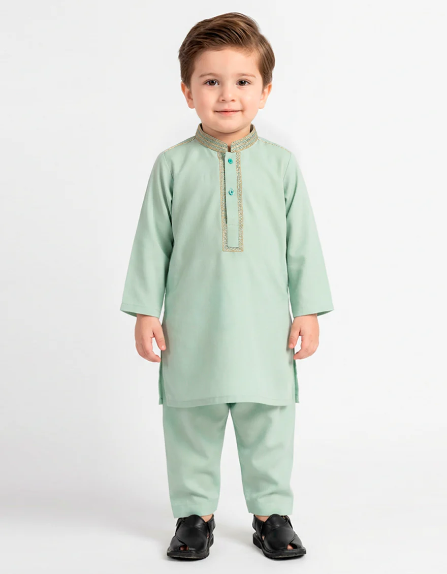 LIGHT GREEN POLYESTER KAMEEZ SHALWAR | JJIKS-W-39600/S26/JJ10592-SF