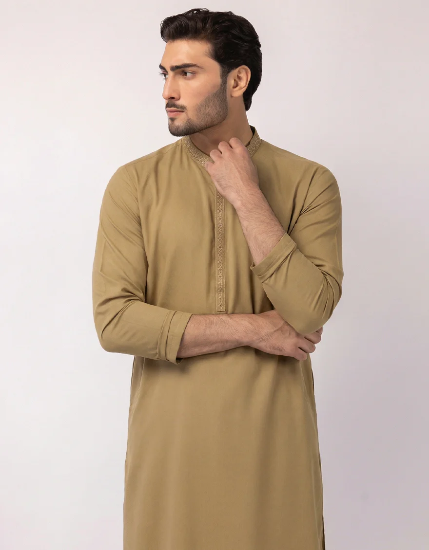 KHAKI KURTA | JJK-A-30017/S26/JJ10719-SF - Image 2