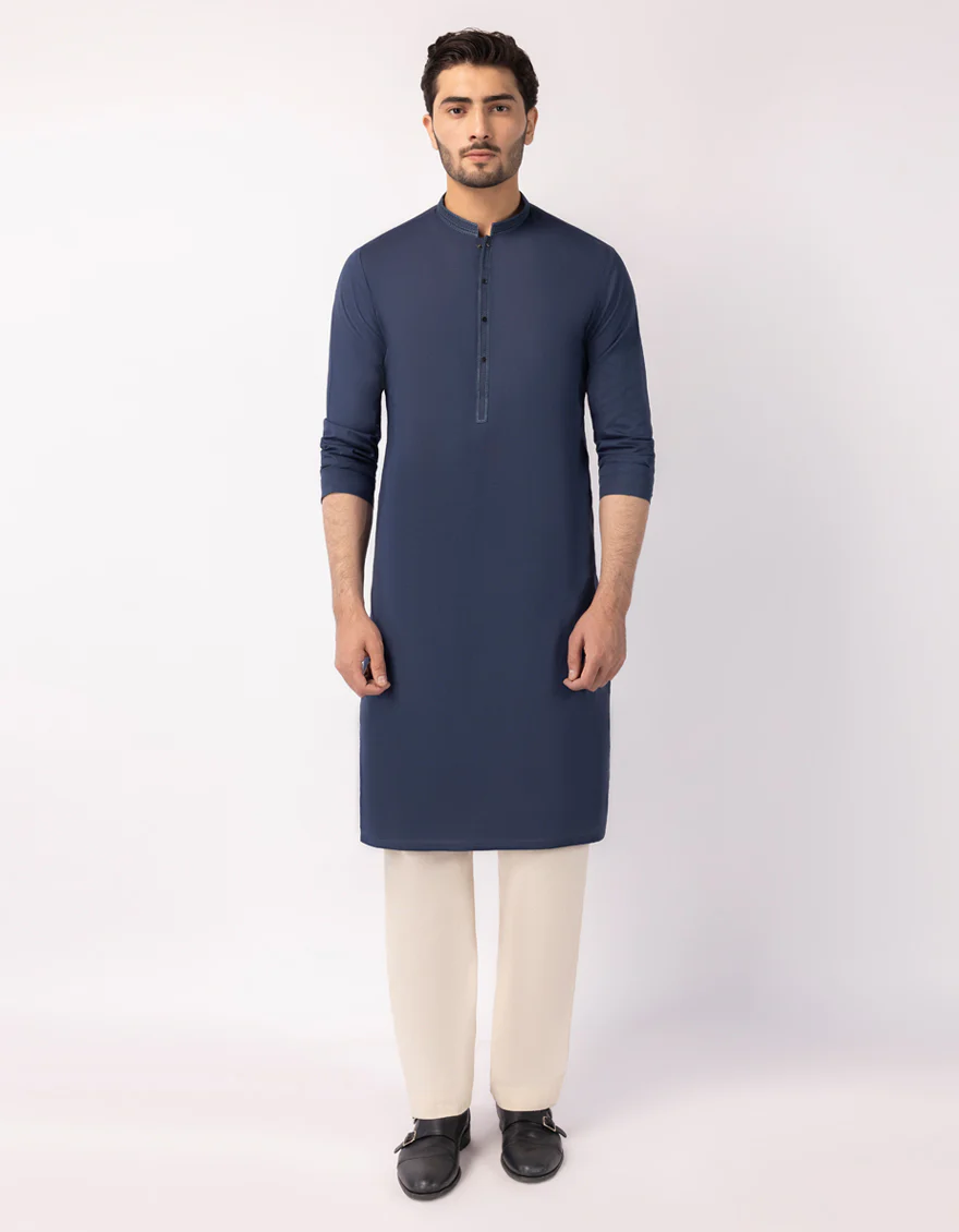 DARK BLUE COTTON KURTA | JJK-A-33820/S26/JJ10446-SF