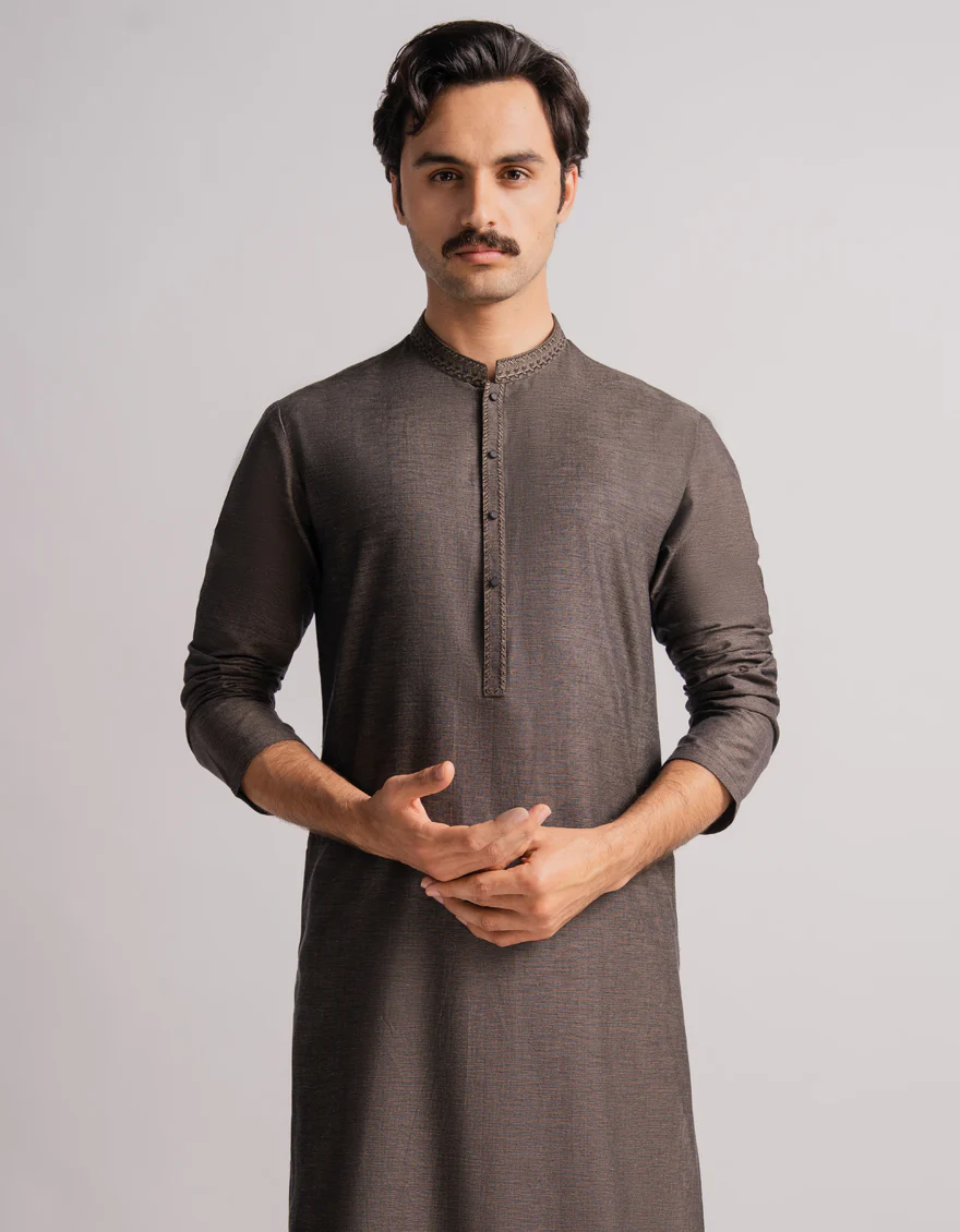 CHARCOAL COTTON KURTA | JJK-A-33912/S26/JJ12032-SF - Image 2