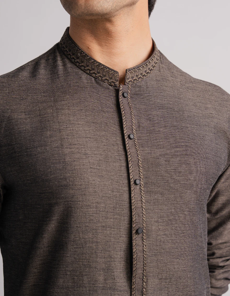 CHARCOAL COTTON KURTA | JJK-A-33912/S26/JJ12032-SF - Image 3