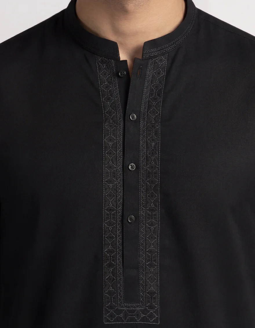 BLACK COTTON KURTA | JJK-A-60009/S26/JJ10832-CL - Image 3