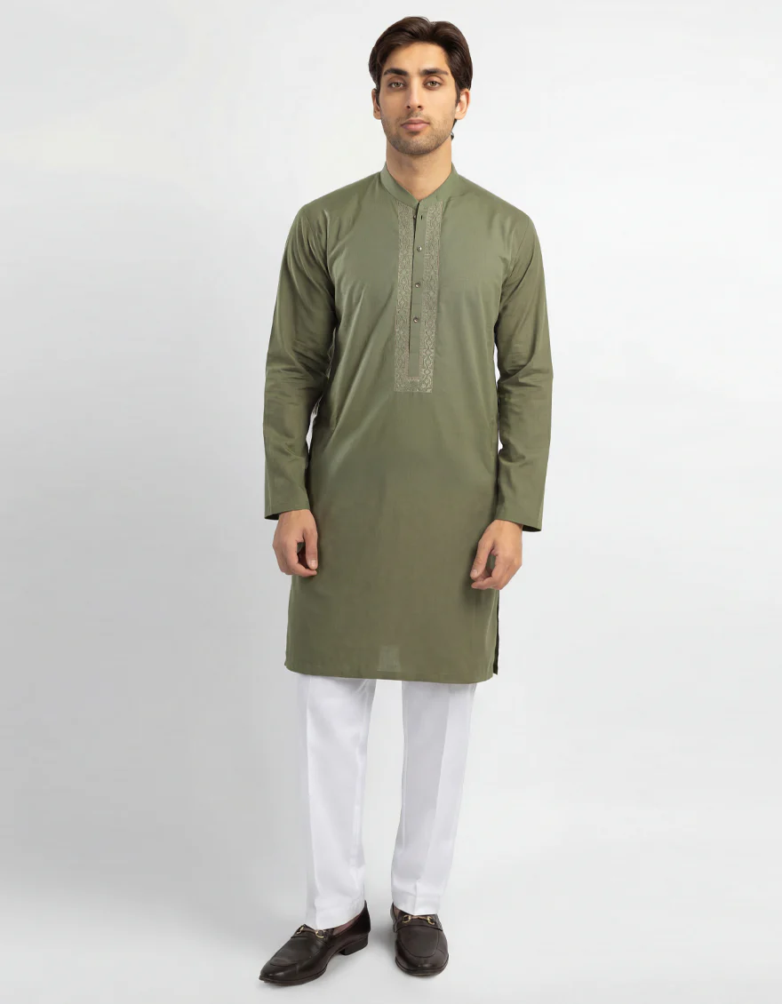 GREEN COTTON KURTA | JJK-A-60011/S26/JJ10832-CL