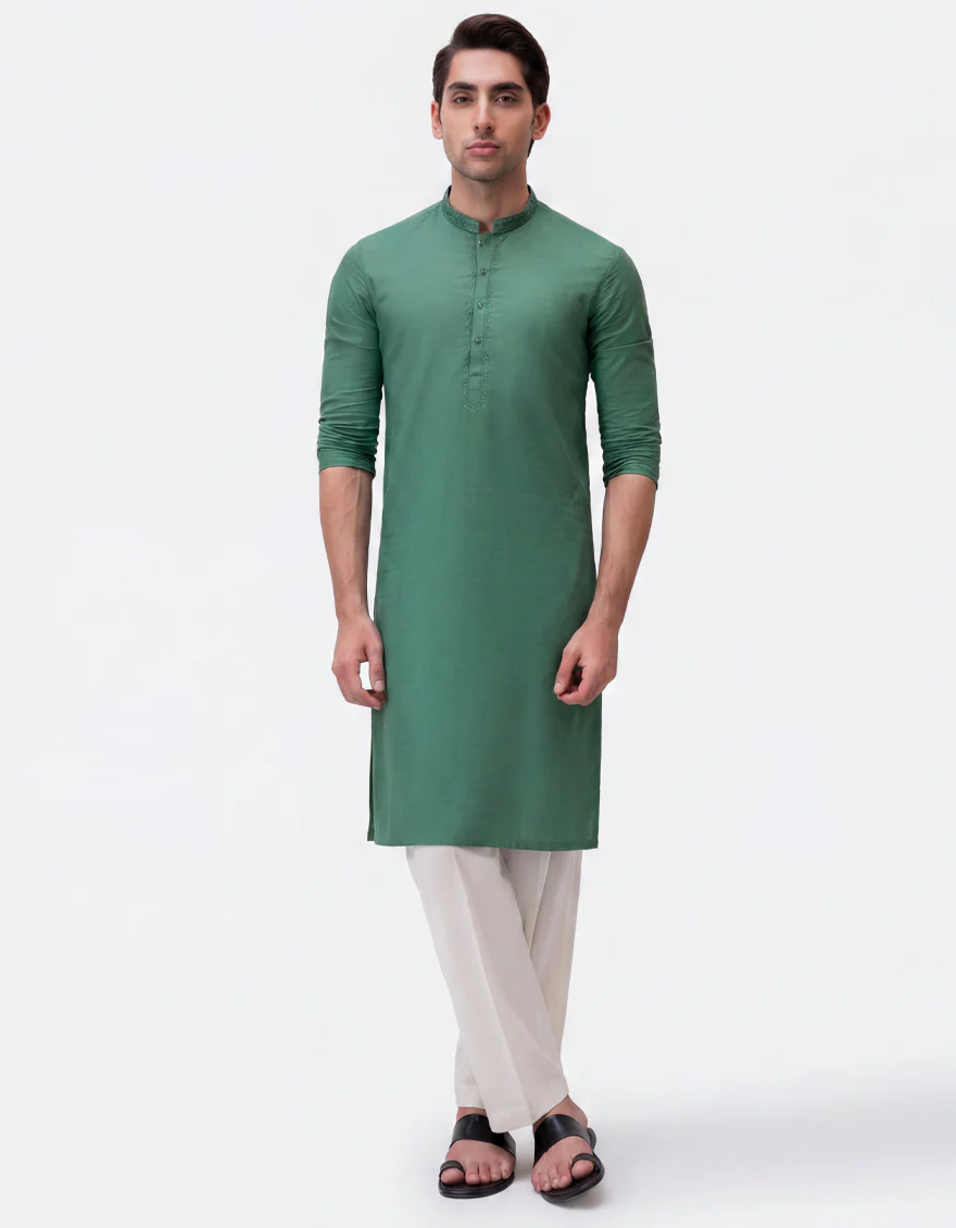 GREEN COTTON KURTA | JJK-S-30047/S26/JJ10710-SF