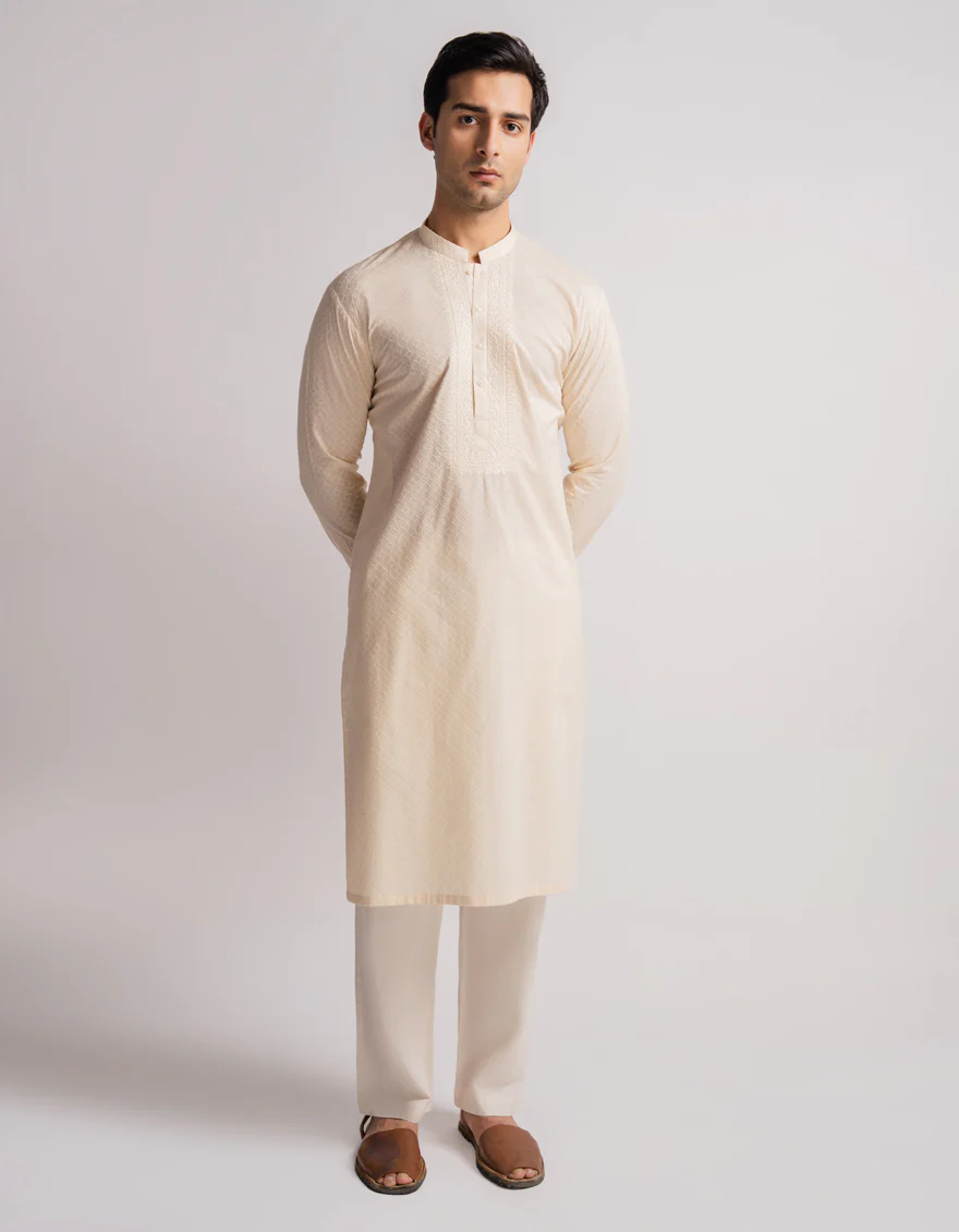 CREAM COTTON KURTA | JJK-S-50592/S26/JJ10651-FL