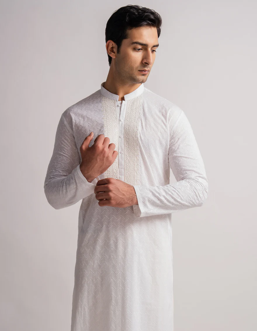 WHITE COTTON KURTA | JJK-S-50593/S26/JJ10651-FL - Image 2
