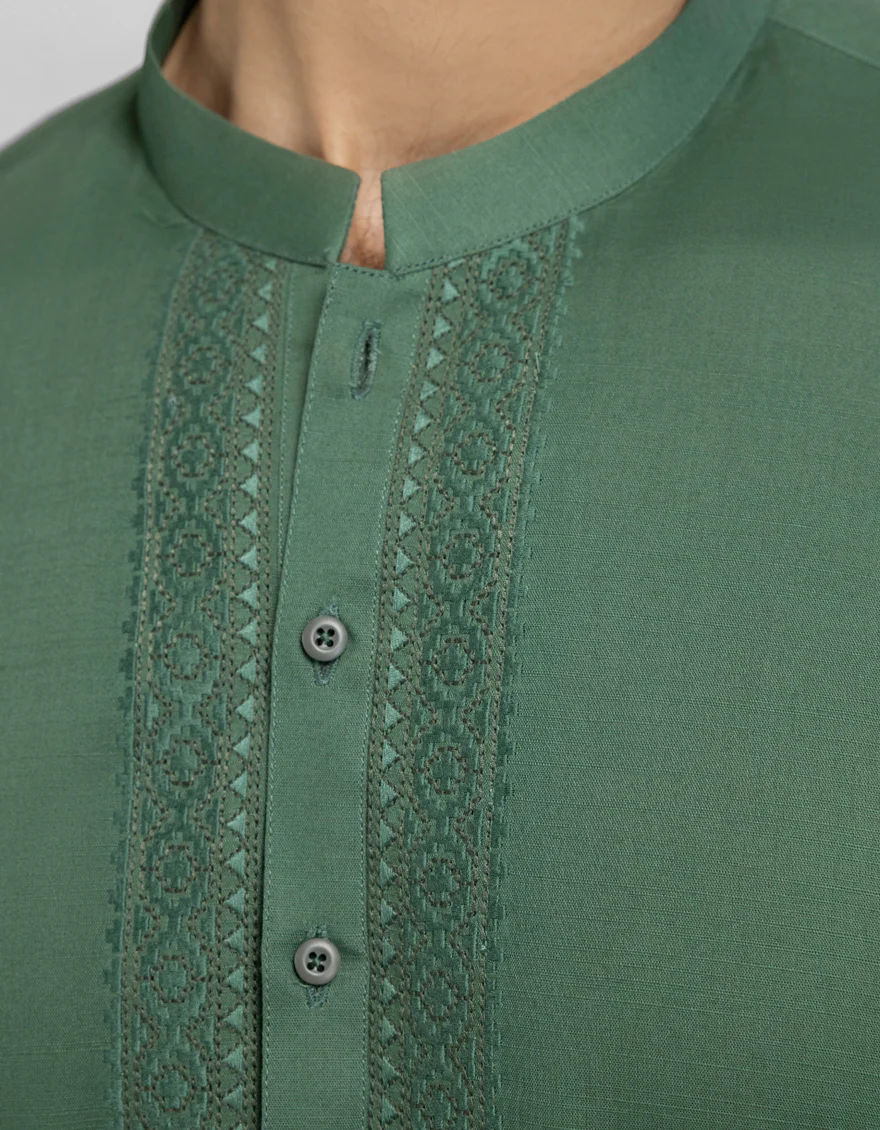 GREEN COTTON KURTA | JJK-S-60010/S26/JJ10832-SF - Image 3