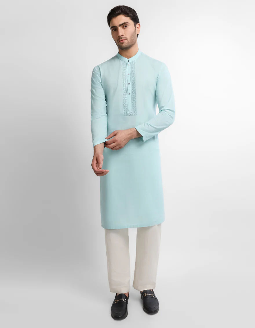 LIGHT TURQUOISE COTTON KURTA | JJK-S-60012/S26/JJ10832-SF