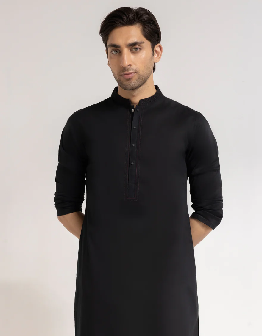 BLACK COTTON KURTA | JJK-S-60014/S26/JJ10831-SF - Image 2