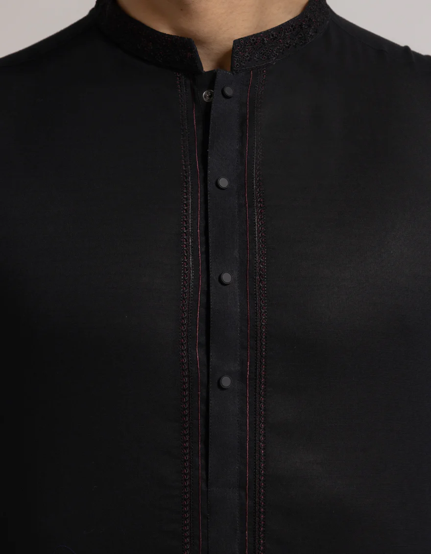 BLACK COTTON KURTA | JJK-S-60014/S26/JJ10831-SF - Image 3