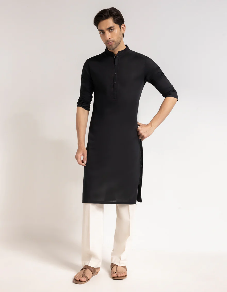 BLACK COTTON KURTA | JJK-S-60014/S26/JJ10831-SF - Image 4