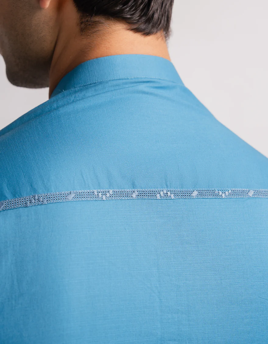 AQUA BLUE COTTON KURTA | JJK-S-60016/S26/JJ10831-SF - Image 4