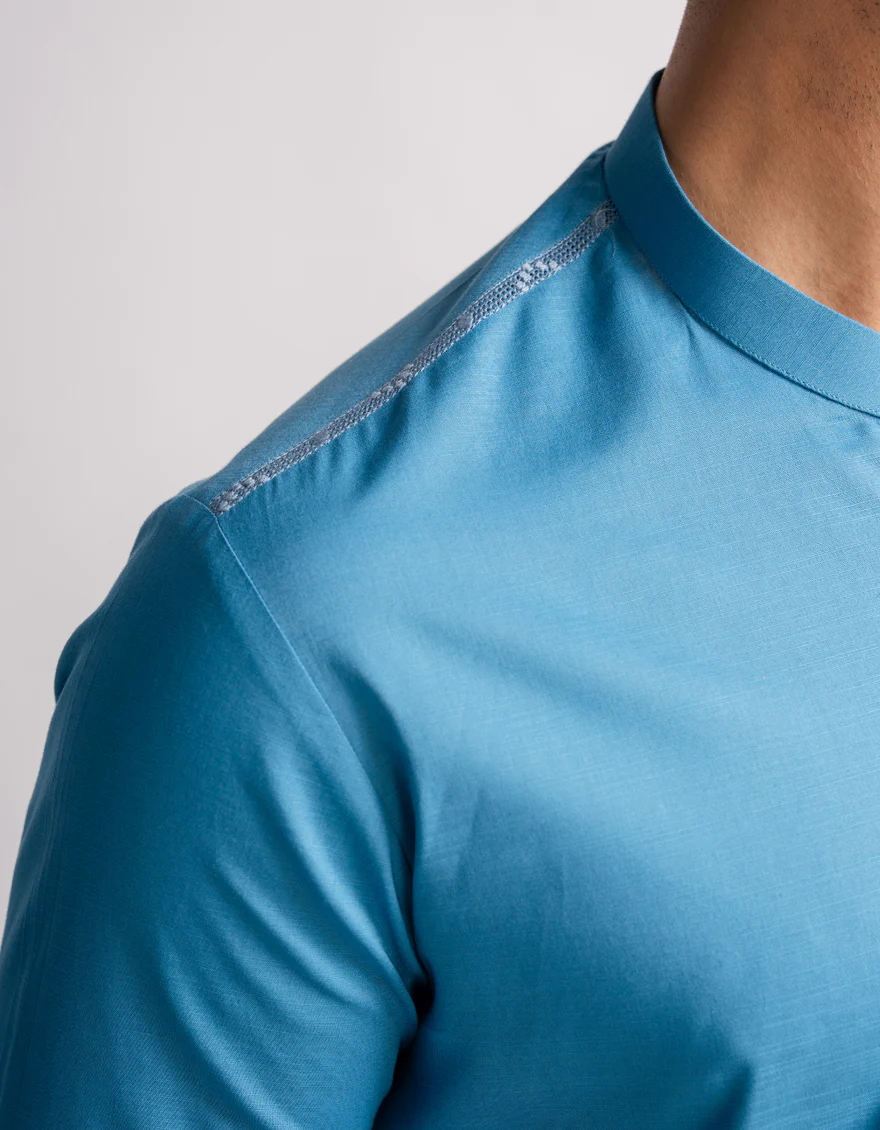 AQUA BLUE COTTON KURTA | JJK-S-60016/S26/JJ10831-SF - Image 5