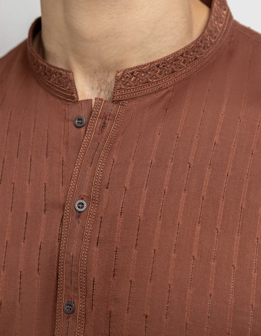 BROWN COTTON KURTA | JJK-S-60019/S26/JJ10848-SF - Image 3