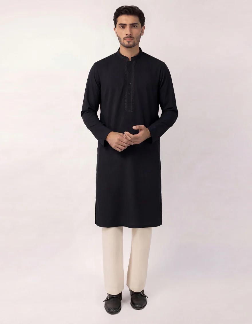 BLACK COTTON KURTA | JJK-S-60074/S26/JJ10710-SF