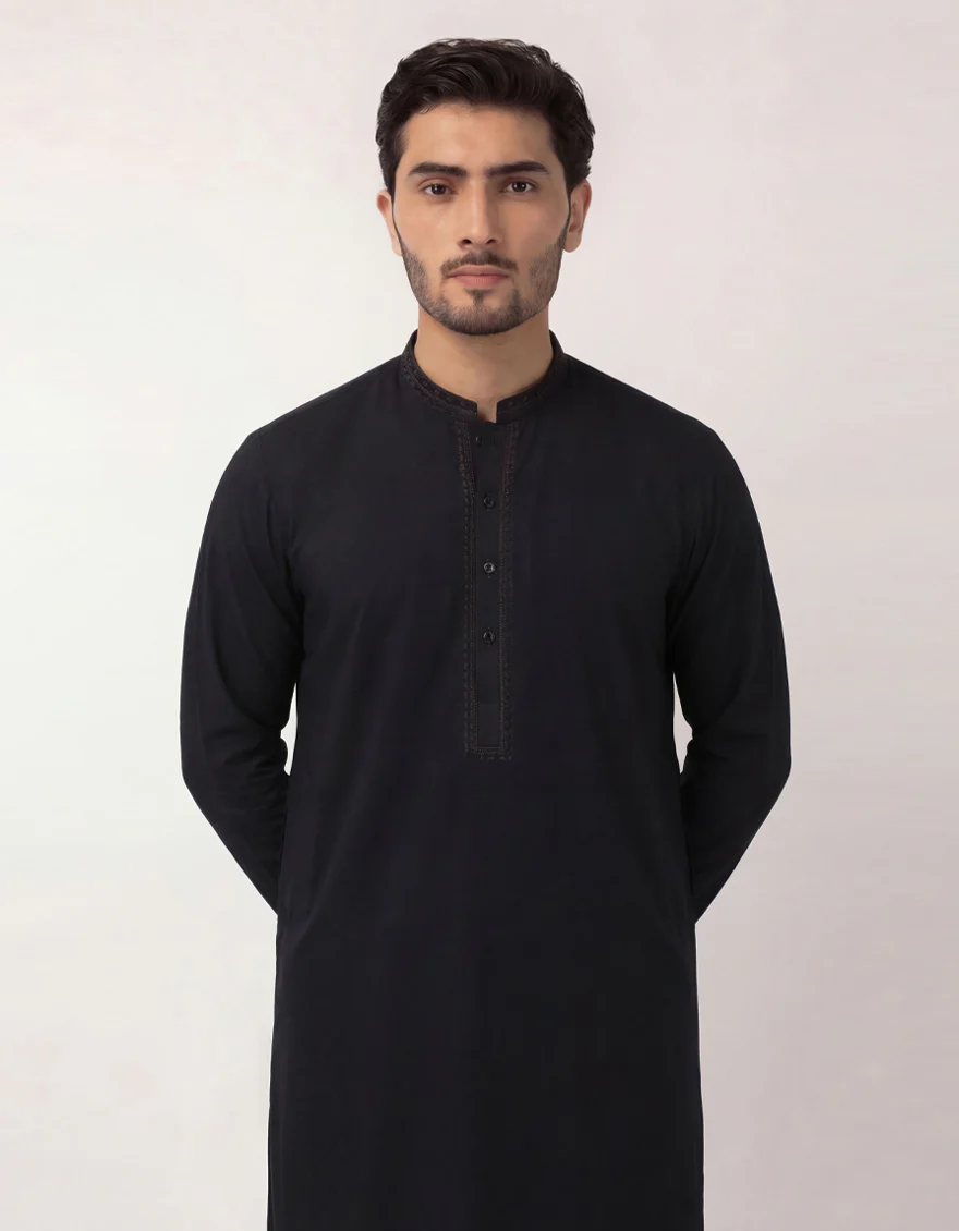 BLACK COTTON KURTA | JJK-S-60074/S26/JJ10710-SF - Image 2