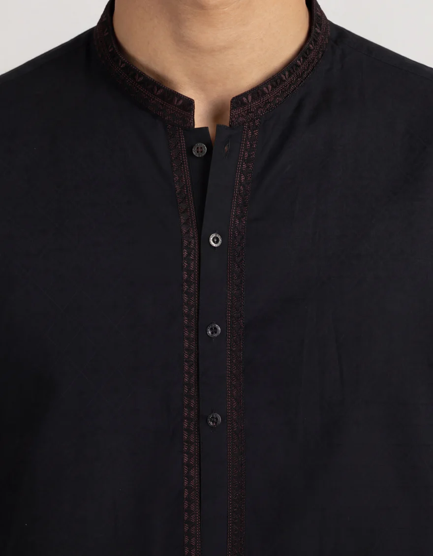BLACK COTTON KURTA | JJK-S-60074/S26/JJ10710-SF - Image 3