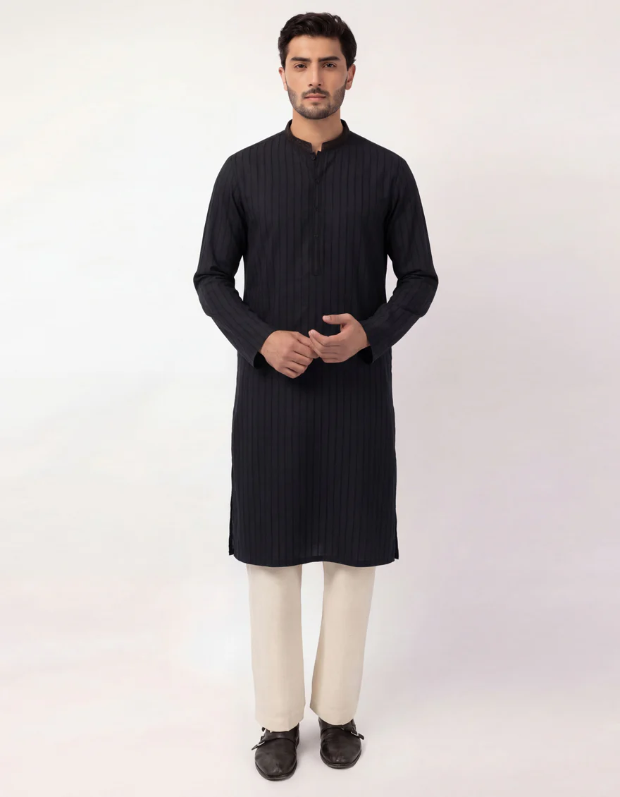 BLACK COTTON KURTA | JJK-S-60093/S26/JJ10845-SF