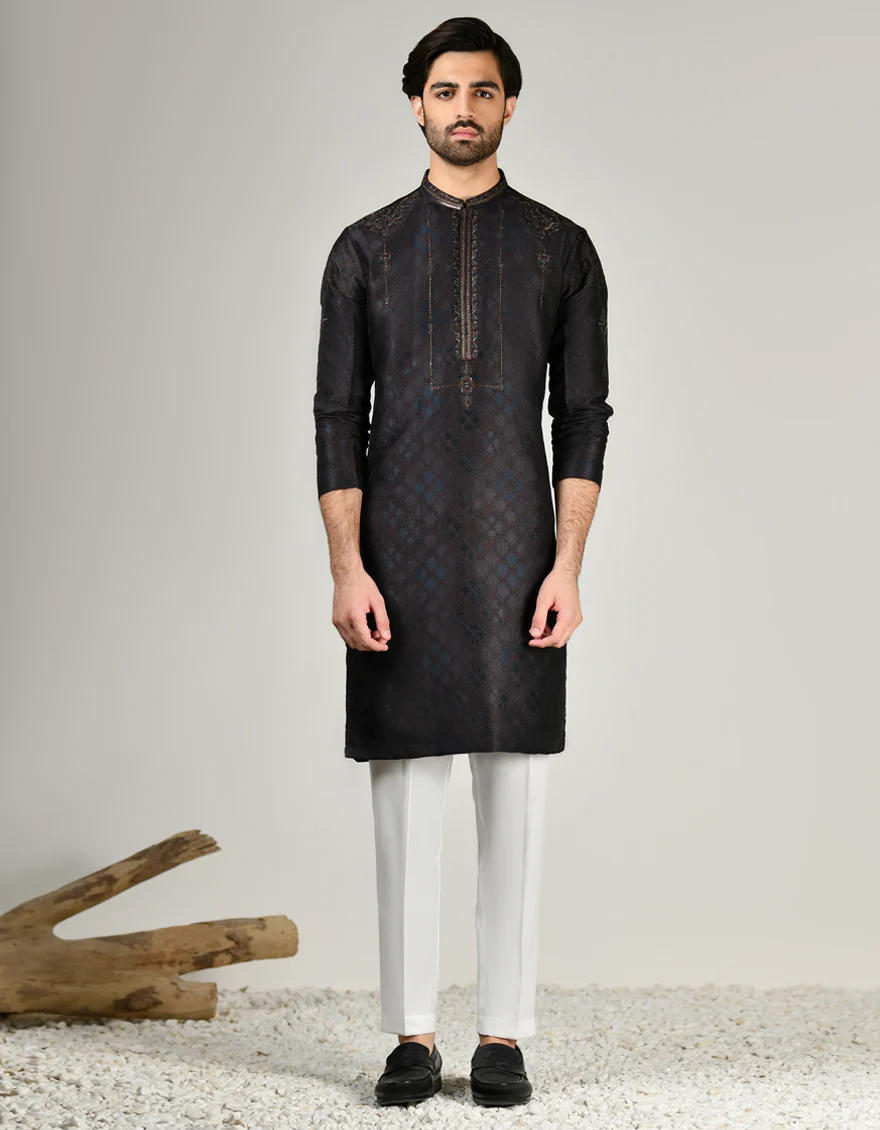 BLACK BROWN POLYESTER SPECIAL KURTA | JJK-SP-A-45489/S24/JJ1073-FL