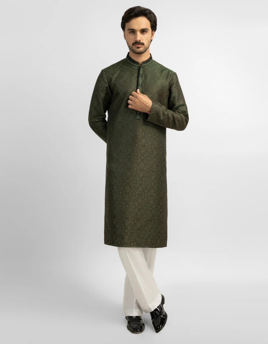GREEN SPECIAL KURTA | JJK-SP-A-48376/S26/JJ10323-FL
