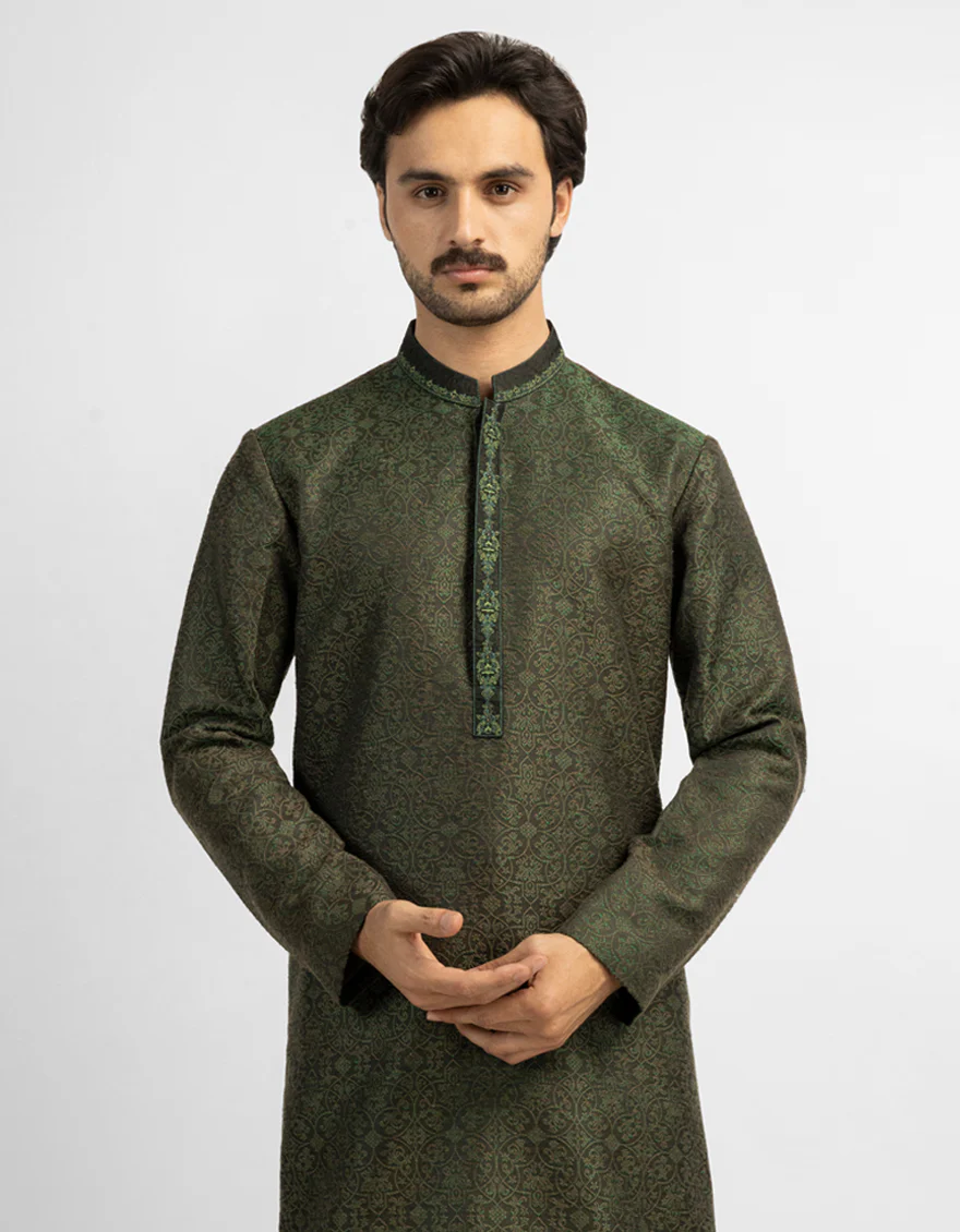 GREEN SPECIAL KURTA | JJK-SP-A-48376/S26/JJ10323-FL - Image 2