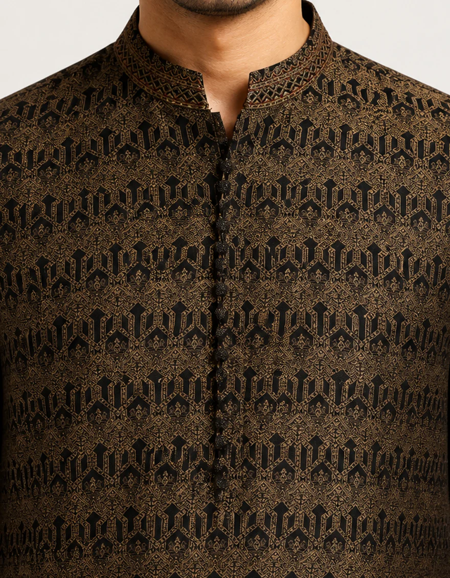 BLACK-BEIGE SPECIAL KURTA | JJK-SP-A-50495/S26/JJ10332-FL - Image 3