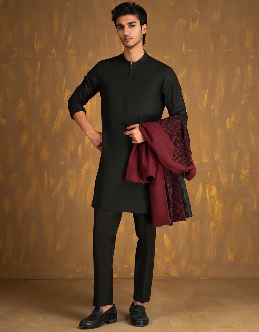 MAROON COTTON SPECIAL KURTA | JJK-SP-INR-A-45509/S24/JJ1001-FL - Image 4